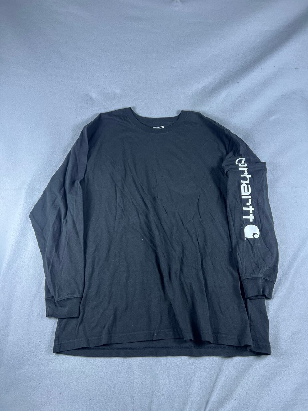 Carhartt T-Shirt Mens 2XL Gray Graphics Long Sleeve Crew Neck Loose Fit Workwear
